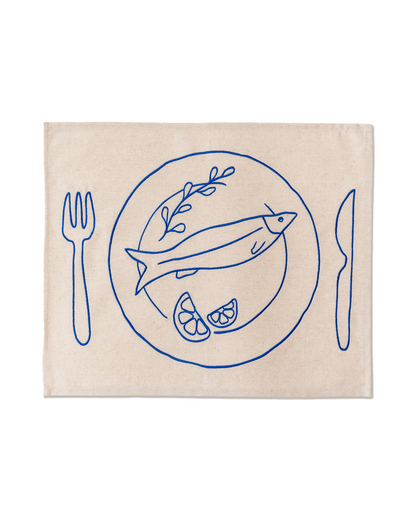 Kulu Club Placemats Fish Plate Linen-Blend - Set of 2