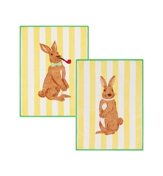 Anna + Nina Mr and Mrs Rabbit Teatowel Set
