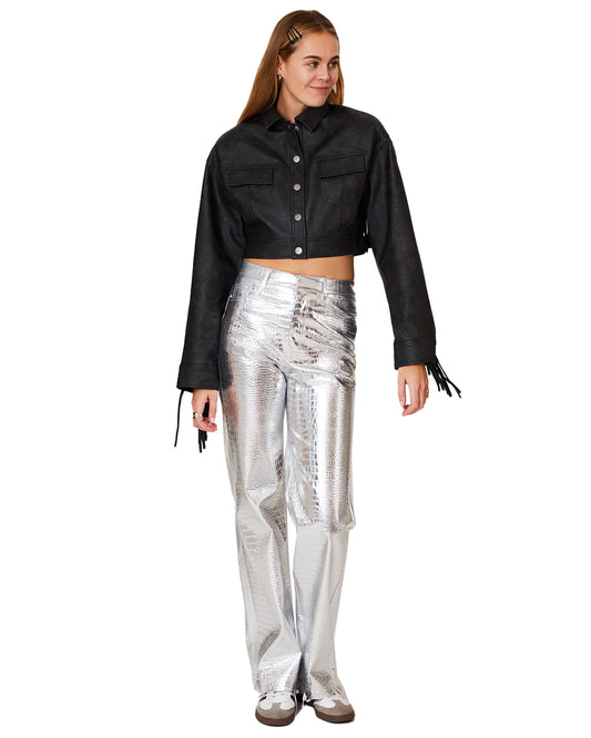 TEXTURED PANTS SILVER