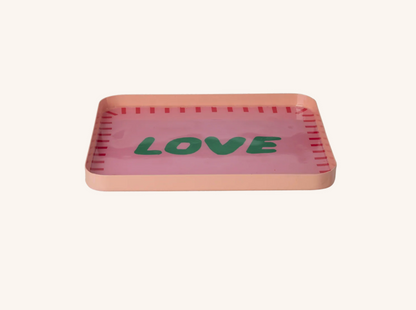 Small Rectangular Metal Tray - Pink