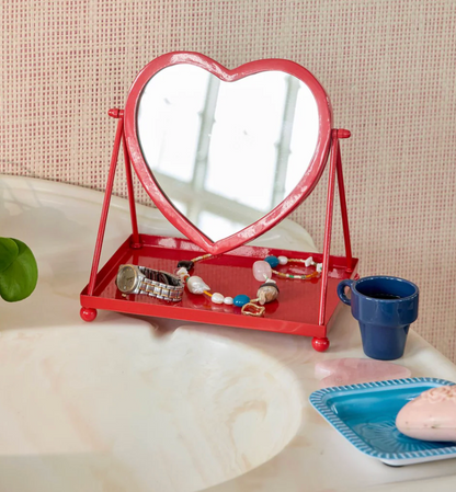 Heart Metal Mirror - Red