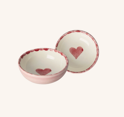 Small Ceramic Dipping Bowl - Pink - Hand-painted Heart Sale price