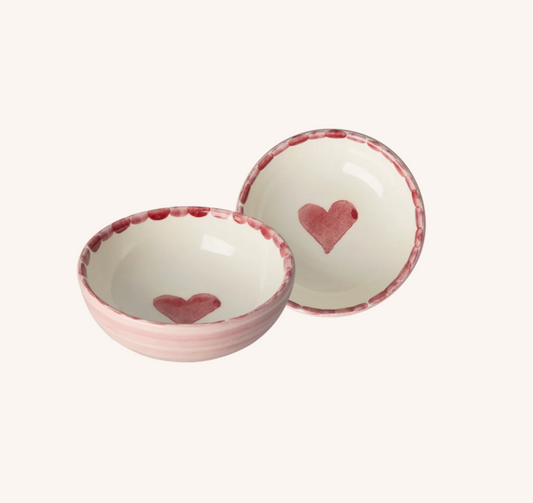 Small Ceramic Dipping Bowl - Pink - Hand-painted Heart Sale price