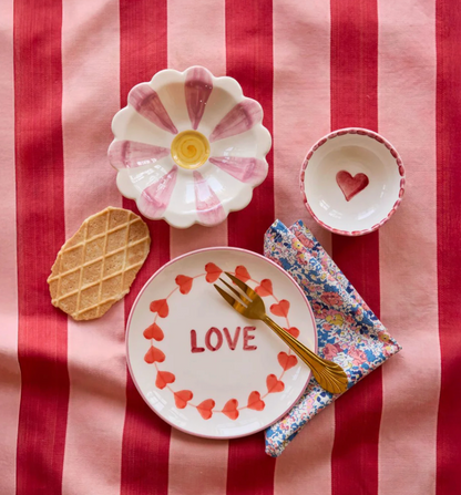 Small Ceramic Dipping Bowl - Pink - Hand-painted Heart Sale price