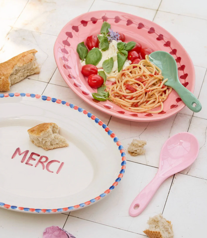 Medium Ceramic Serving Dish - Pink - Hand-painted LOVE