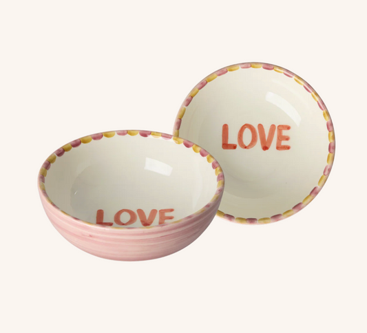 Ceramic Bowl - Pink - Hand-painted LOVE