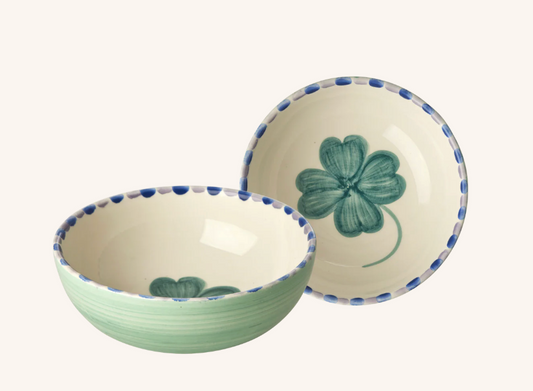 Ceramic Bowl - Soft Green - Hand-painted Good Luck Clover