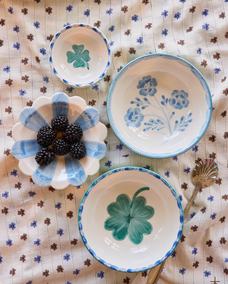 Ceramic Bowl - Soft Green - Hand-painted Good Luck Clover