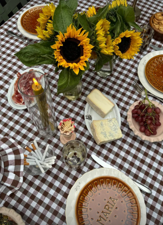 Club Carlotta Tony Tablecloth Brown Gingham