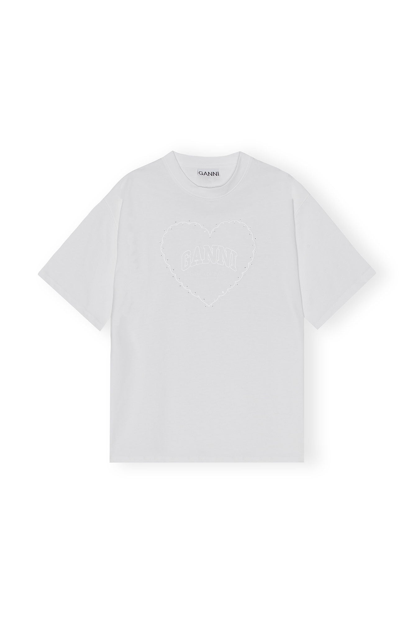 White Heavy Cotton Drop Shoulder Heart T-Shirt