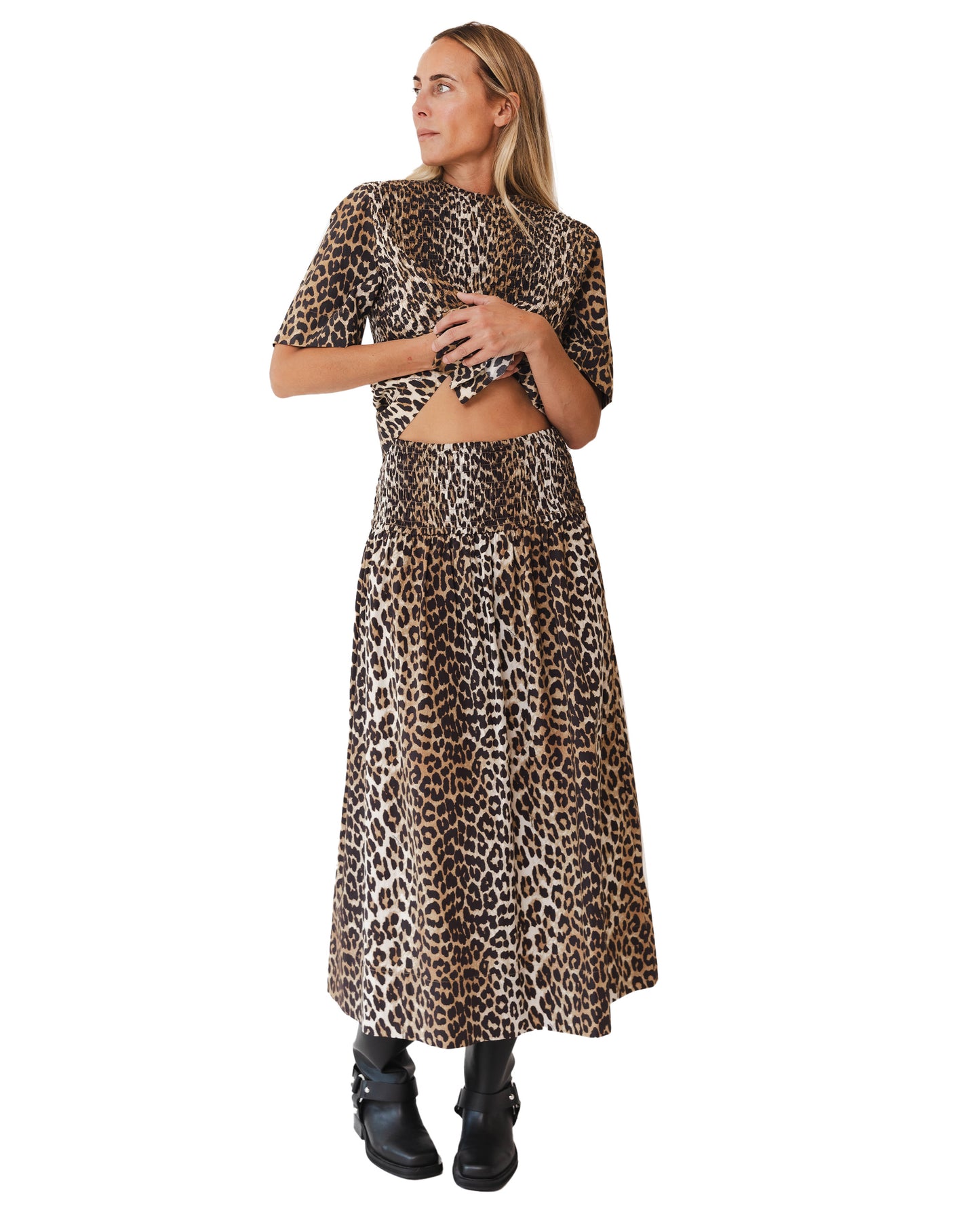 Leopard Printed Elasticated Maxi Skirt