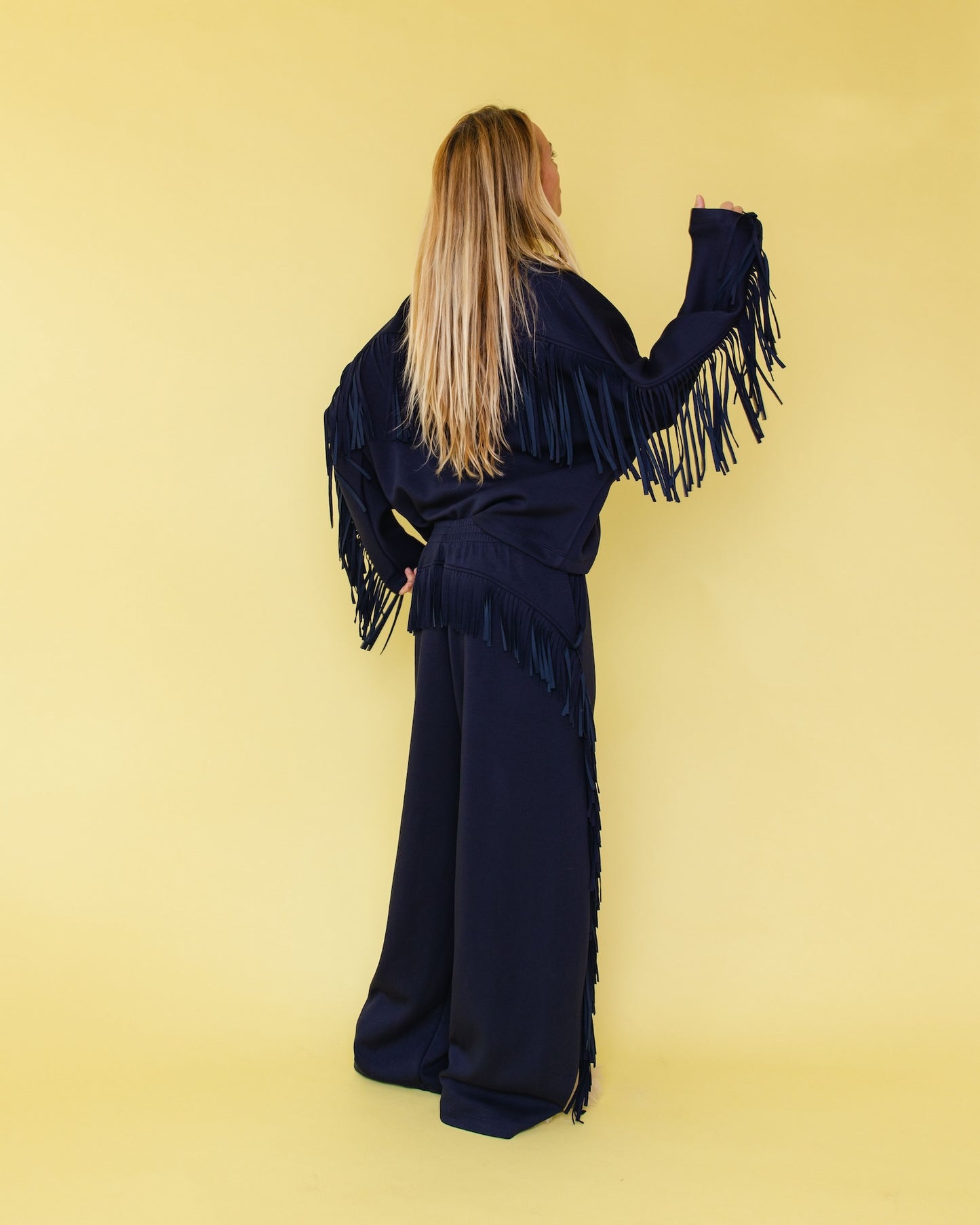 FRINGE SWEATER NAVY
