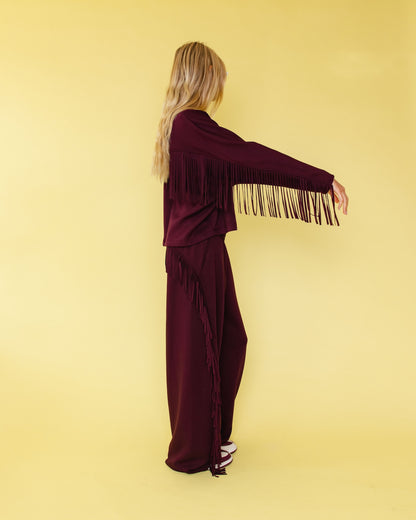 FRINGE SWEATER BURGUNDY