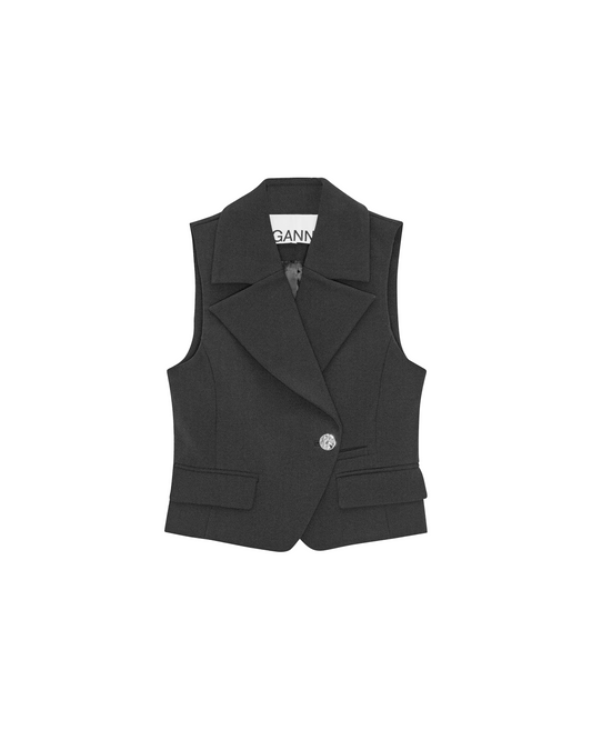 Ganni W0243 Bonded Crepe Vest - Black