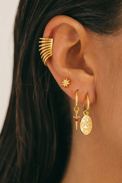 Single Love Dagger Hoop Earring Goldplated