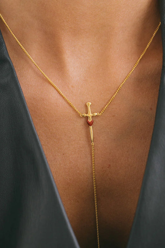 Love dagger necklace gold plated