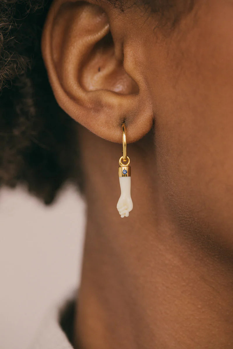 Single Ivory Color Hand Earring Goldplated