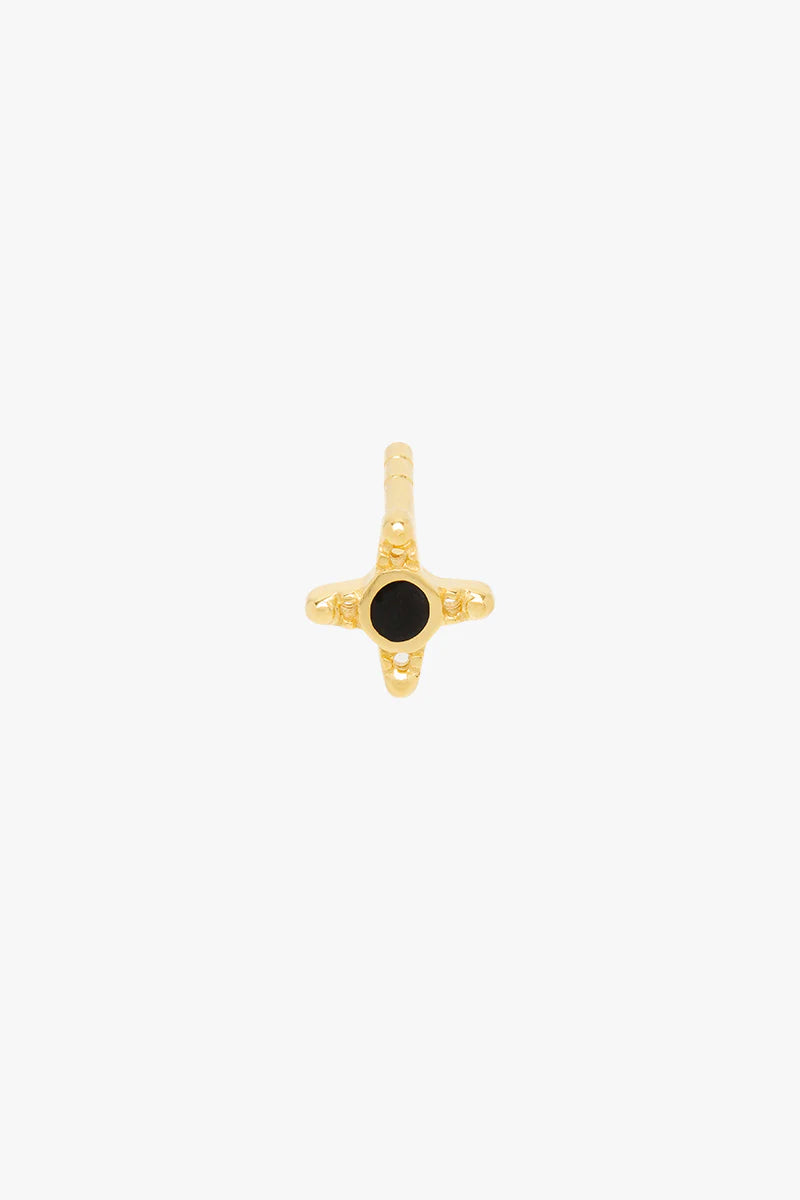 Single Timeless Black Stud Earring Goldplated