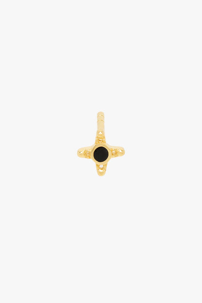 Single Timeless Black Stud Earring Goldplated