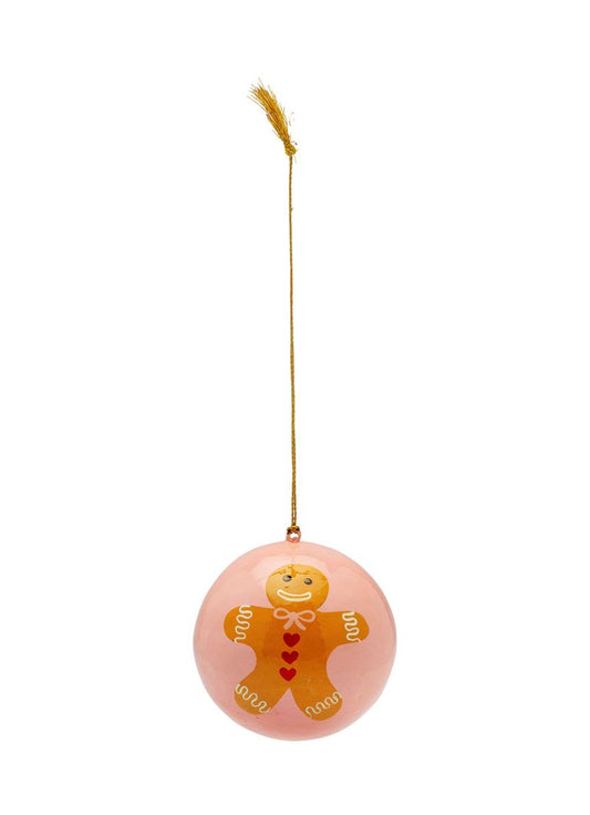 Sweet Gingerbread Family Ornament Pink