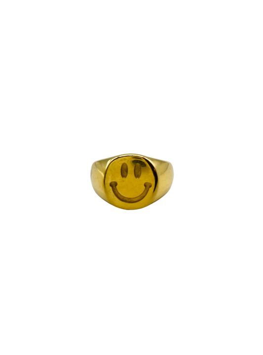 Smiley Ring 18K Goldplated Stainless Steel