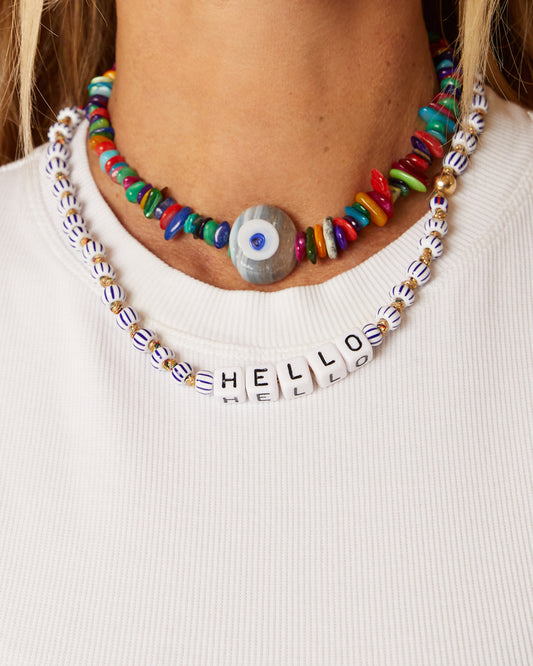 Eye rainbow & Hello necklace