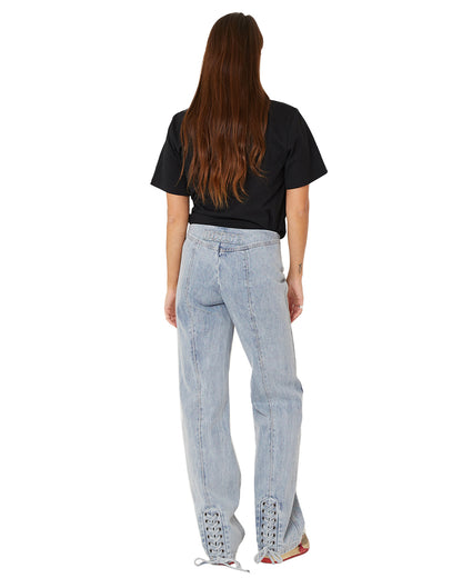 Denim Laced Waist Pants